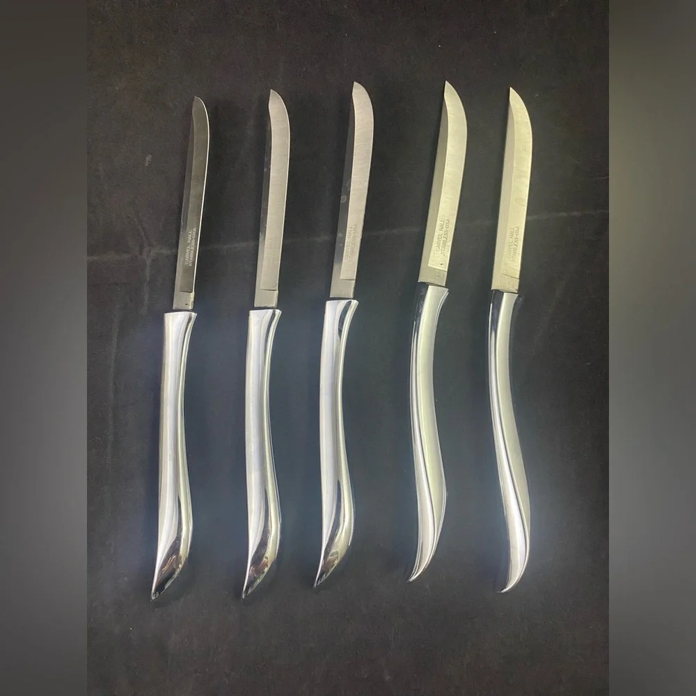 Vintage Carvel Hall Steak Knives Set of 5 Made In USA Stainless Heavy